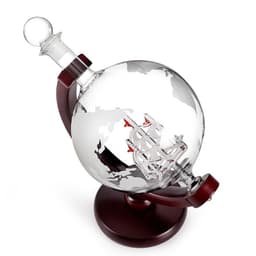image-Borosilicate Glass Wine Bottle Decanter with Wooden Frame