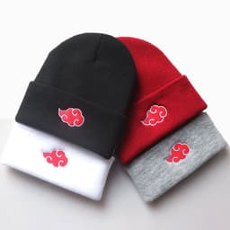 image-Naruto Auspicious Clouds Knitted Hat Gray Unisex Anime Winter Beanie