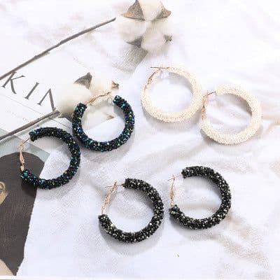 image-Sugar Love Retro Beaded Crystal Circle Earrings for Women