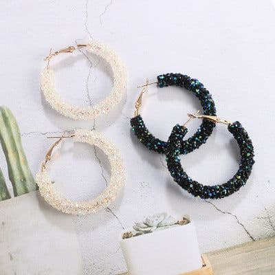image-Sugar Love Retro Beaded Crystal Circle Earrings for Women