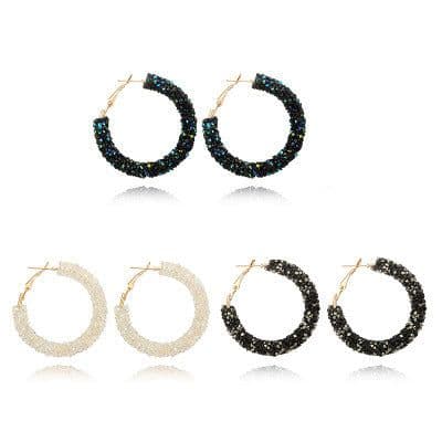 image-Sugar Love Retro Beaded Crystal Circle Earrings for Women