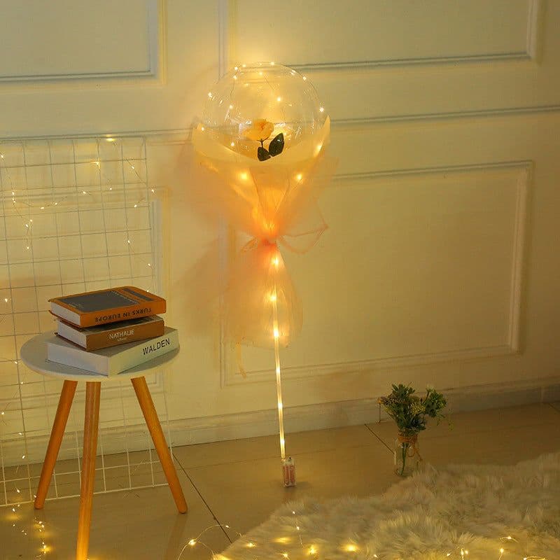 image-Transparent Bobo Balloon with Rose Lights for Party Decoration
