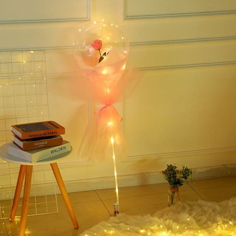 image-Transparent Bobo Balloon with Rose Lights for Party Decoration