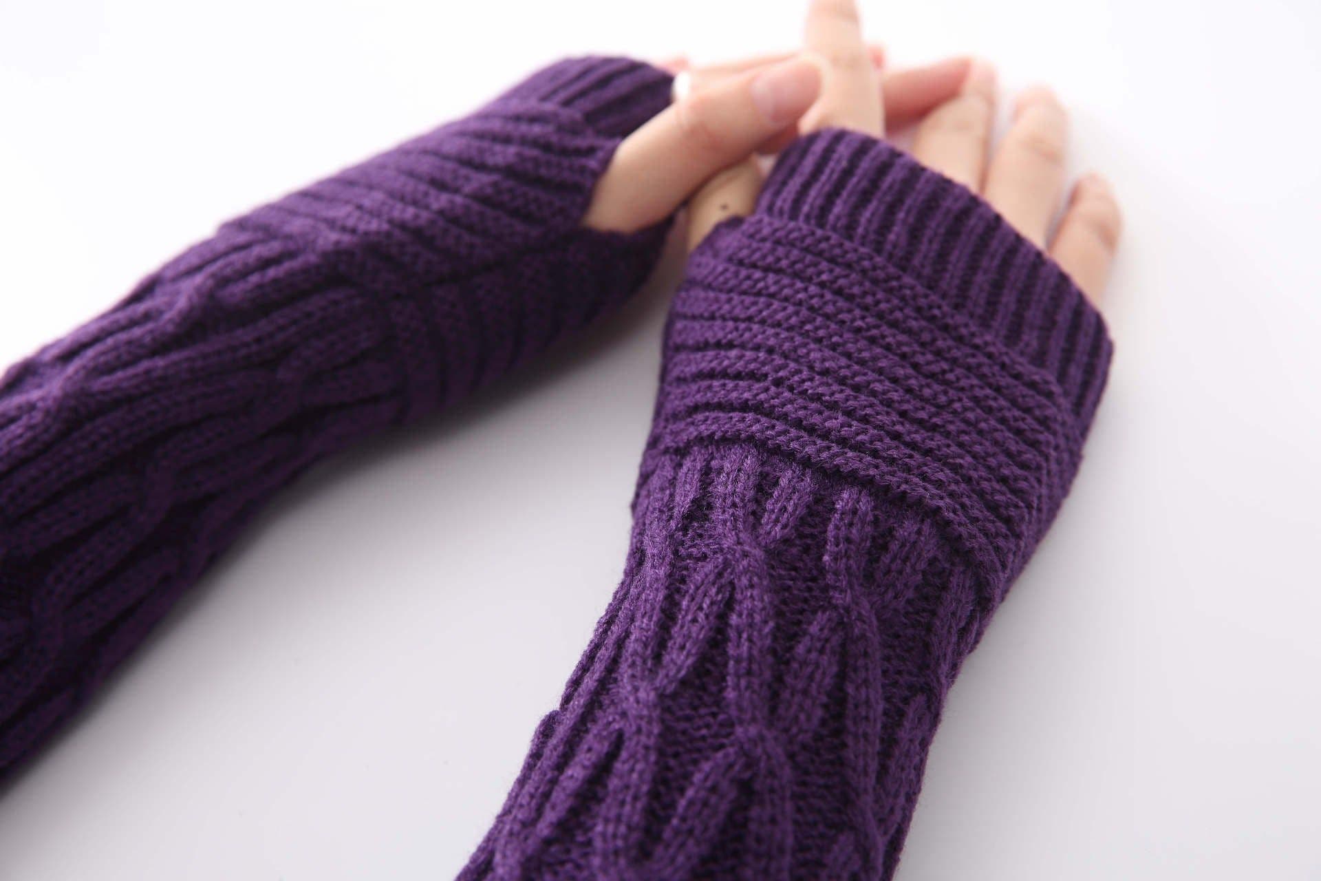 image-Knitted Half-Finger Fingerless Gloves Unisex Winter Warm