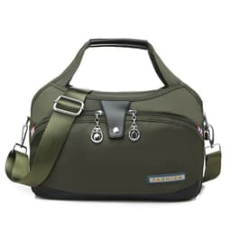 image-Women's Oxford Cloth Tote Shoulder Bag with Zipper Green Medium