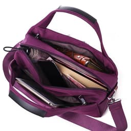 image-Women's Oxford Cloth Tote Shoulder Bag with Zipper Green Medium
