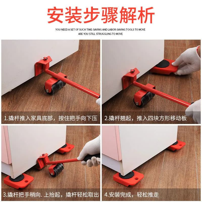 image-BODUN Furniture Moving Tool Kit 5PC with Pulley System