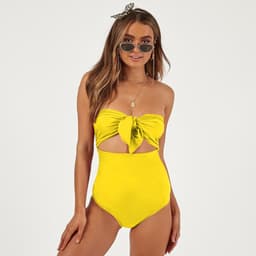 image-Xingcheng Oushuang High Waist One-Piece Swimsuit Women Black White Dot