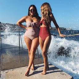 image-Xingcheng Oushuang High Waist One-Piece Swimsuit Women Black White Dot