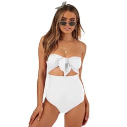 image-Xingcheng Oushuang High Waist One-Piece Swimsuit Women Black White Dot