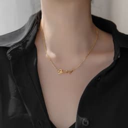 image-Pretty Fad Dear Letter Pendant Necklace Gold Titanium Steel Clavicle Chain