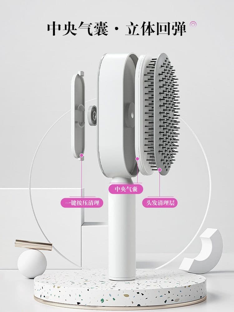 image-Air Cushion Massage Comb for Long Hair with Press-Type Cleaning