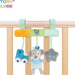 image-Children's Car Hanging Plush Animal Rattle Toy with BB Device