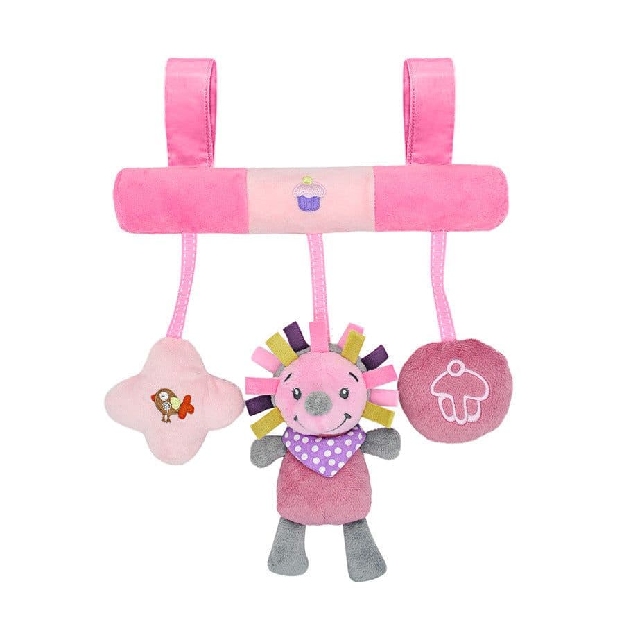 image-Children's Car Hanging Plush Animal Rattle Toy with BB Device