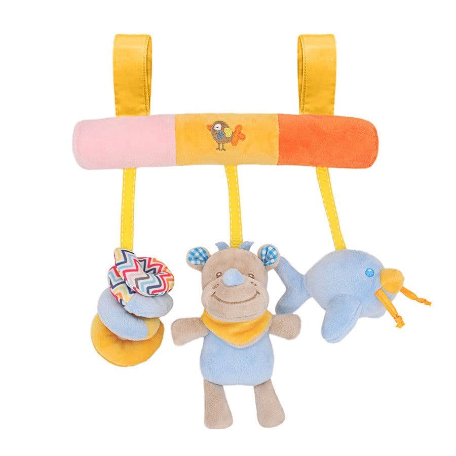 image-Children's Car Hanging Plush Animal Rattle Toy with BB Device