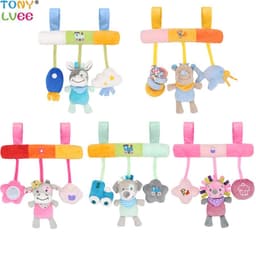 image-Children's Car Hanging Plush Animal Rattle Toy with BB Device