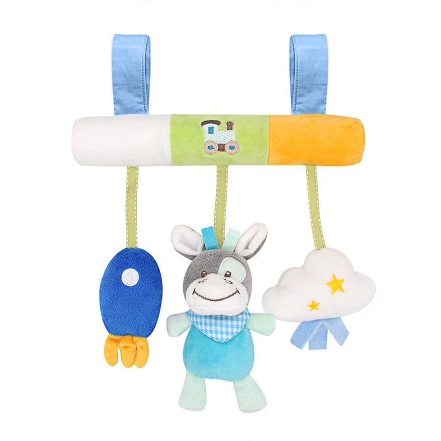 image-Children's Car Hanging Plush Animal Rattle Toy with BB Device