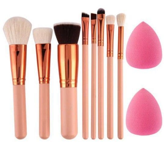 image-GUJHUI 8-Piece Makeup Brush Set with Water Drop Puff & Scrub Egg
