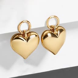 image-YidaTrend Heart-Shaped Gemstone Alloy Drop Earrings