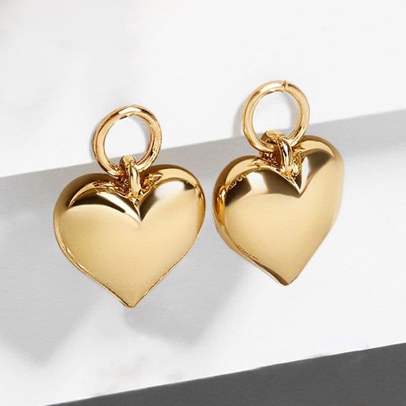 image-YidaTrend Heart-Shaped Gemstone Alloy Drop Earrings