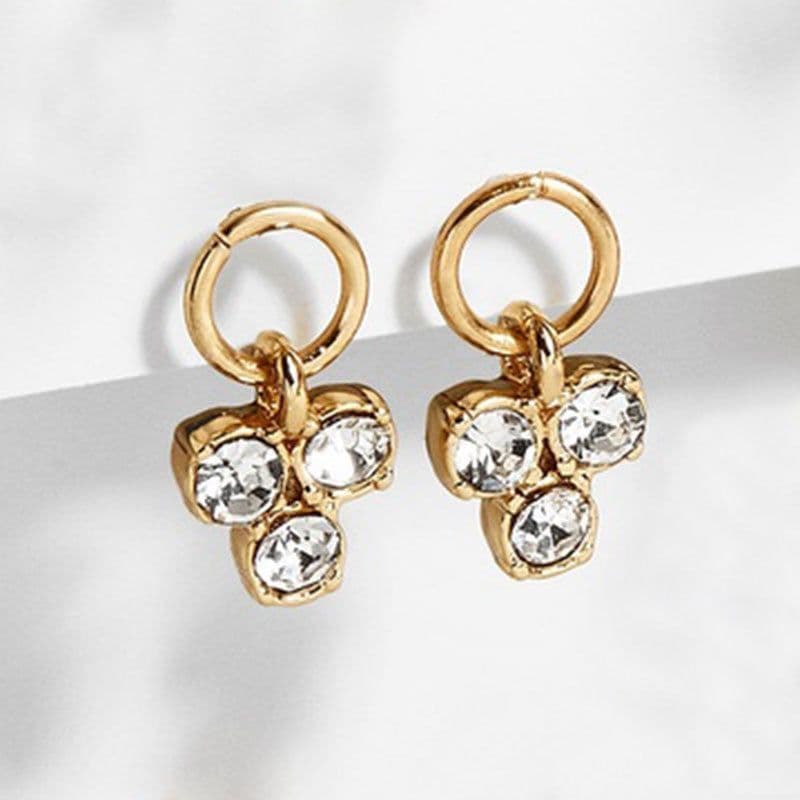 image-YidaTrend Heart-Shaped Gemstone Alloy Drop Earrings