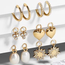 image-YidaTrend Heart-Shaped Gemstone Alloy Drop Earrings