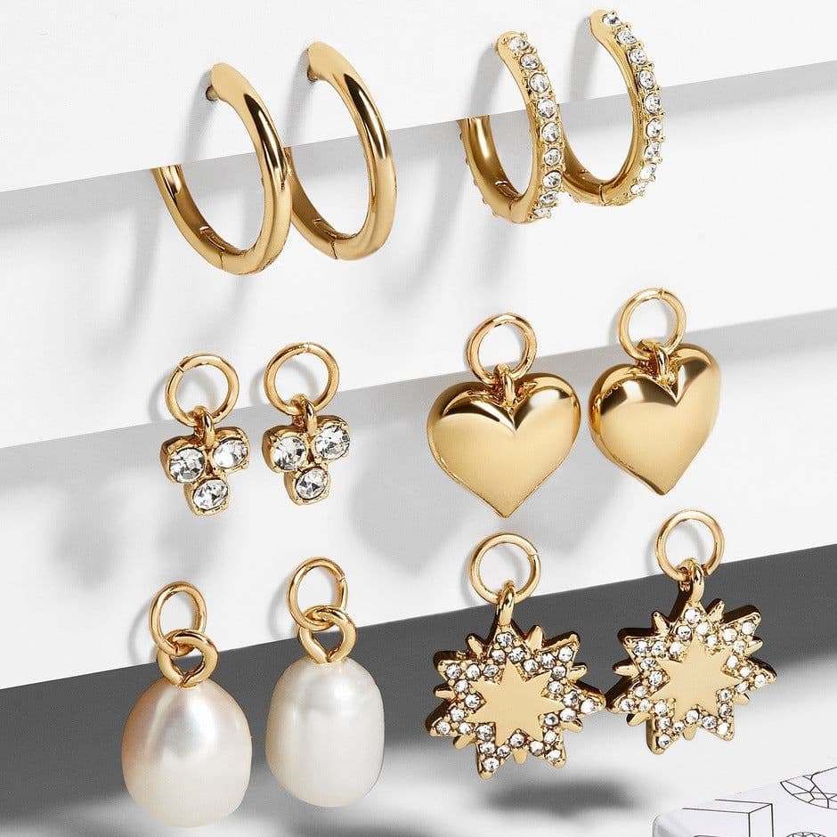 image-YidaTrend Heart-Shaped Gemstone Alloy Drop Earrings