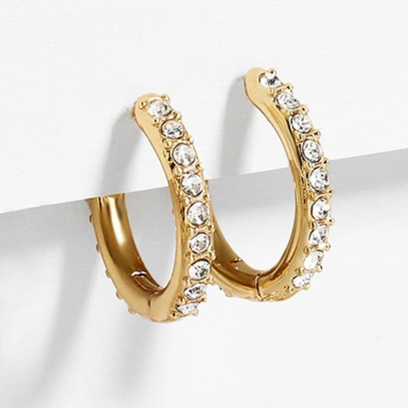 image-YidaTrend Heart-Shaped Gemstone Alloy Drop Earrings