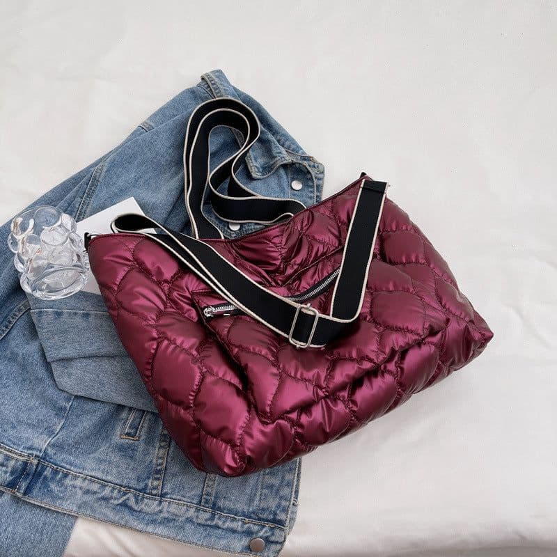 image-Cotton Tote Bag Large Capacity Shoulder Crossbody Grey Zipper