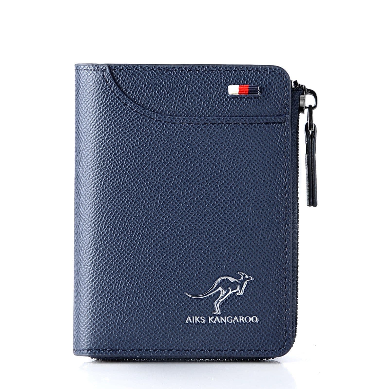 image-Aikes Men's RFID Blocking Wallet Short Zipper Clutch PU Leather