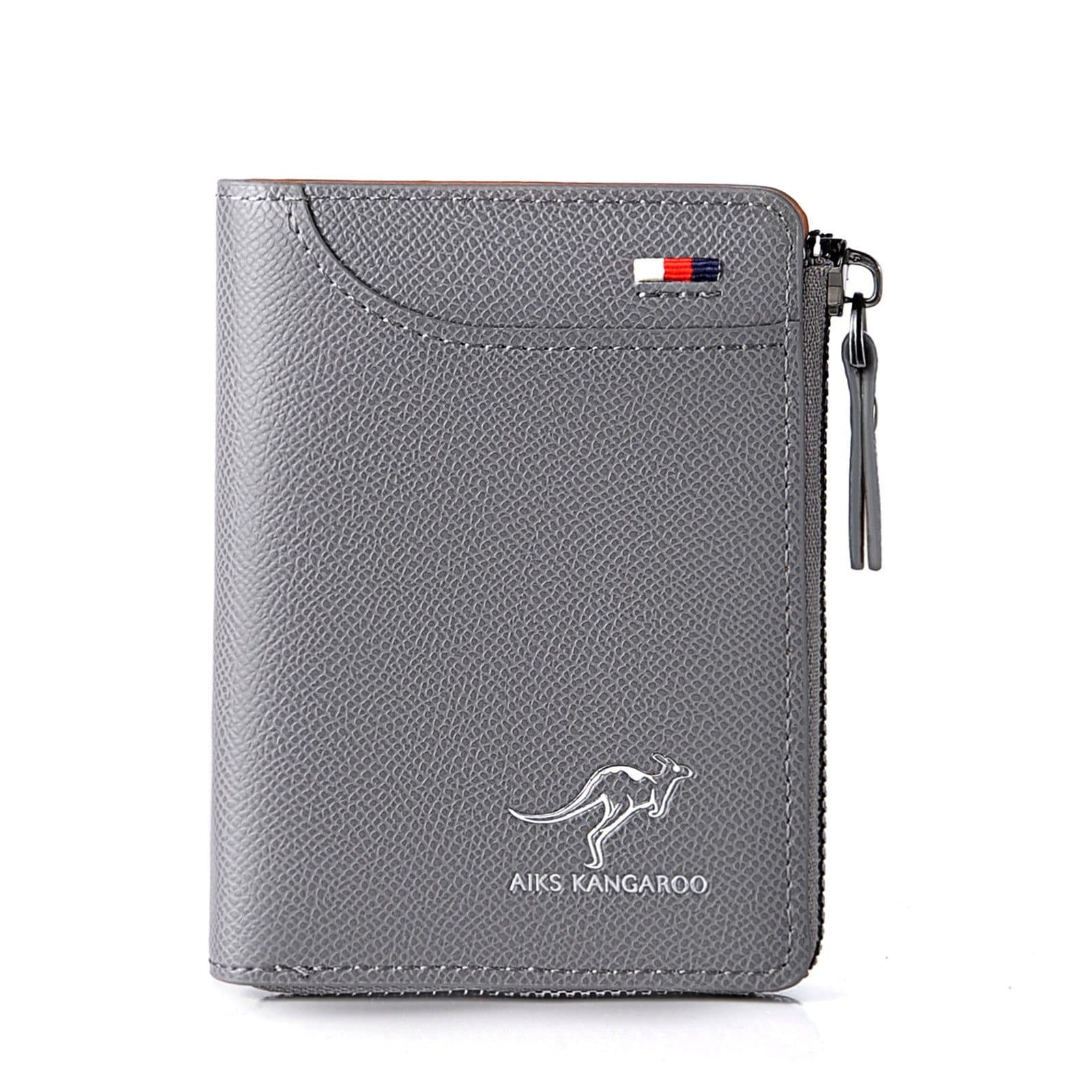 image-Aikes Men's RFID Blocking Wallet Short Zipper Clutch PU Leather