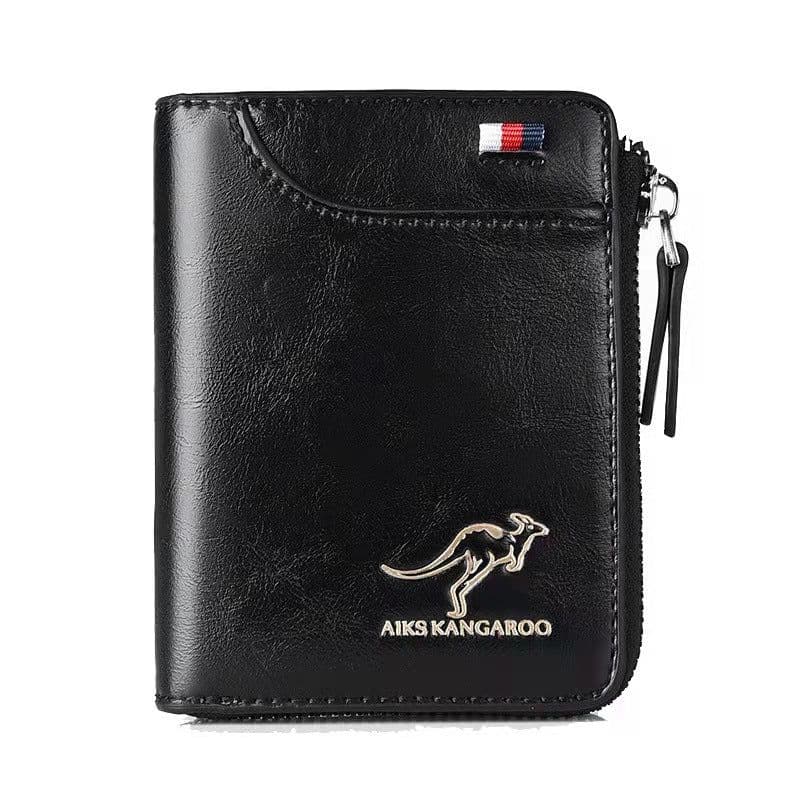 image-Aikes Men's RFID Blocking Wallet Short Zipper Clutch PU Leather