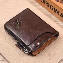 image-Aikes Men's RFID Blocking Wallet Short Zipper Clutch PU Leather