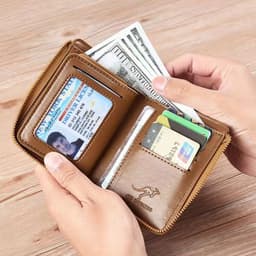 image-Aikes Men's RFID Blocking Wallet Short Zipper Clutch PU Leather