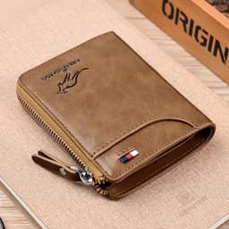 image-Aikes Men's RFID Blocking Wallet Short Zipper Clutch PU Leather