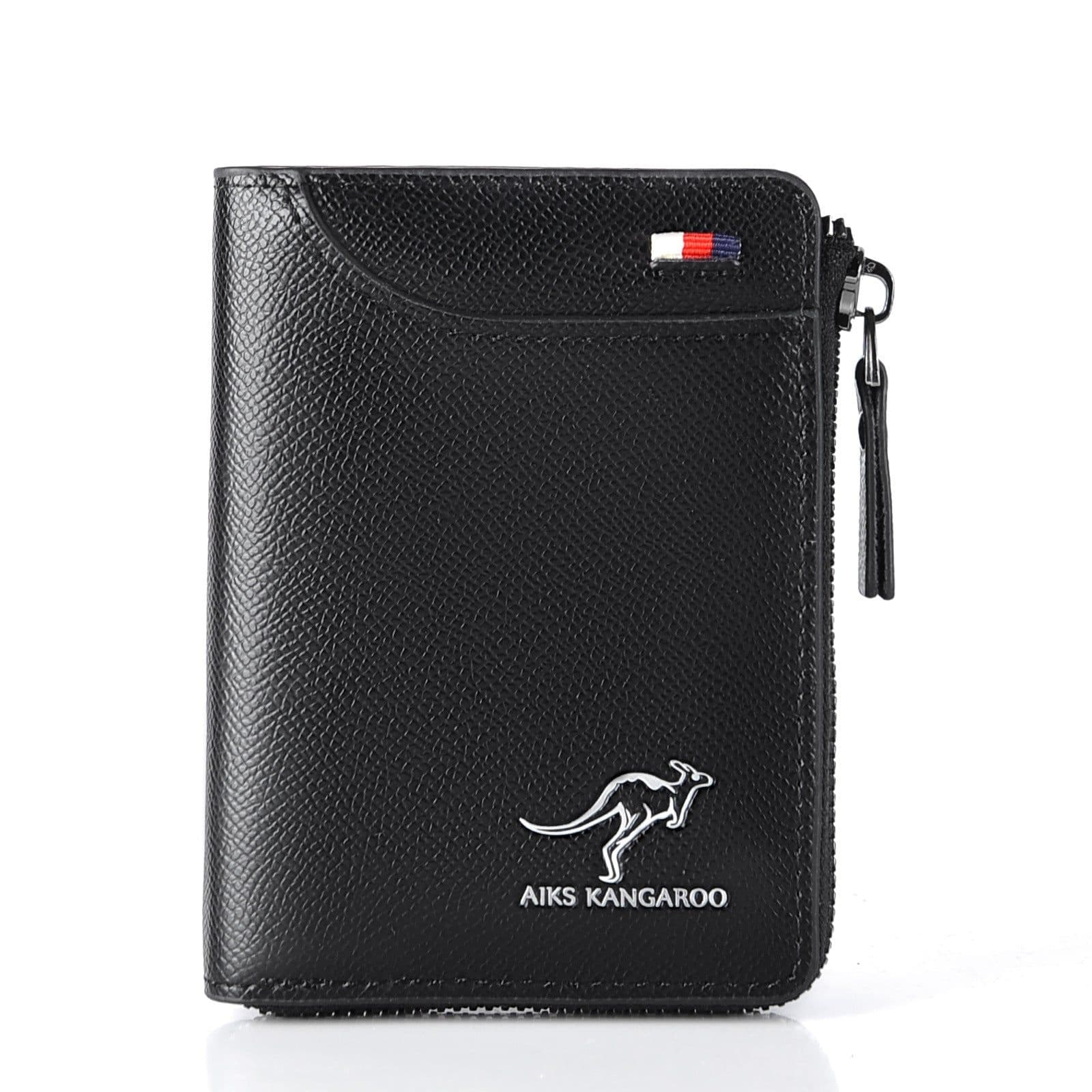 image-Aikes Men's RFID Blocking Wallet Short Zipper Clutch PU Leather