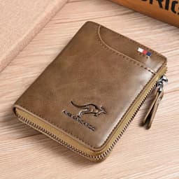 image-Aikes Men's RFID Blocking Wallet Short Zipper Clutch PU Leather