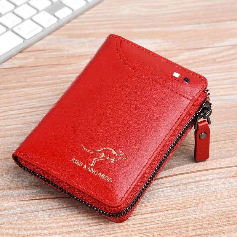 image-Aikes Men's RFID Blocking Wallet Short Zipper Clutch PU Leather