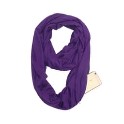 image-Women's Solid Color Print Scarf with Zipper Pocket Bib 25x135cm