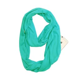 image-Women's Solid Color Print Scarf with Zipper Pocket Bib 25x135cm
