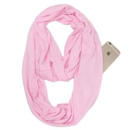 image-Women's Solid Color Print Scarf with Zipper Pocket Bib 25x135cm
