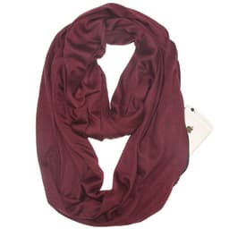 image-Women's Solid Color Print Scarf with Zipper Pocket Bib 25x135cm