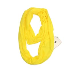 image-Women's Solid Color Print Scarf with Zipper Pocket Bib 25x135cm