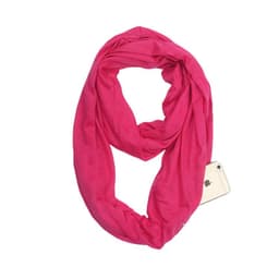 image-Women's Solid Color Print Scarf with Zipper Pocket Bib 25x135cm