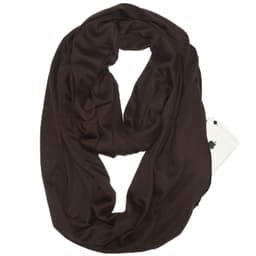 image-Women's Solid Color Print Scarf with Zipper Pocket Bib 25x135cm