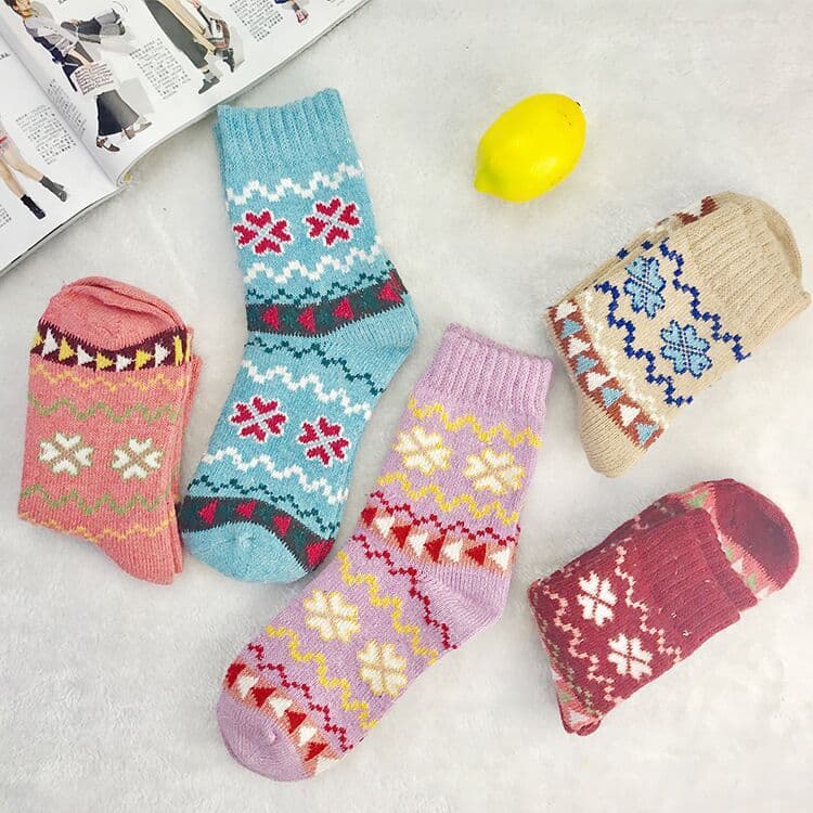 image-Camel Knitting Women's Wool Socks Thickened Warm Winter Mid-Calf