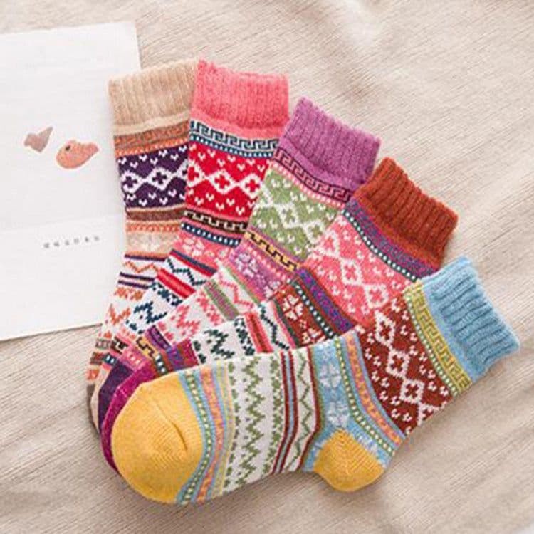 image-Camel Knitting Women's Wool Socks Thickened Warm Winter Mid-Calf