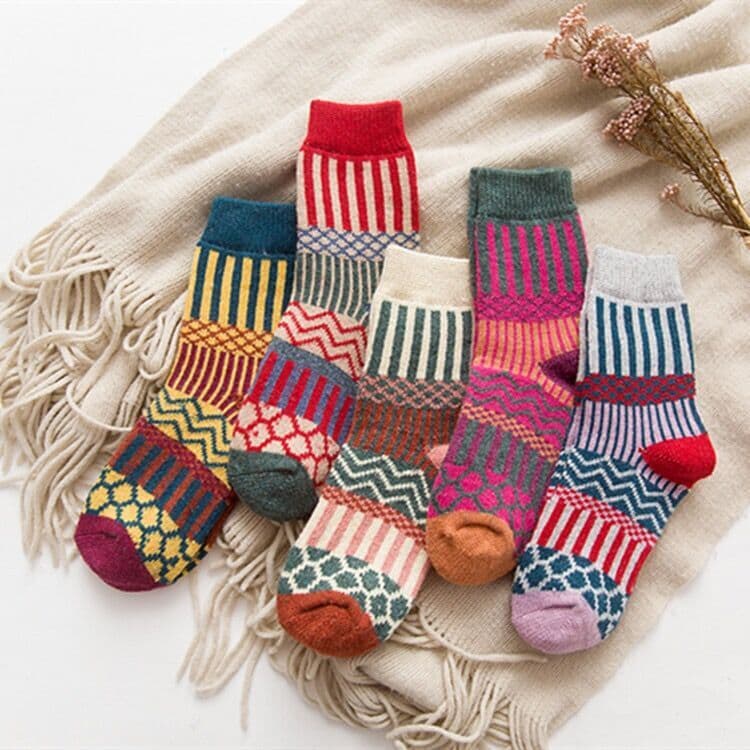 image-Camel Knitting Women's Wool Socks Thickened Warm Winter Mid-Calf