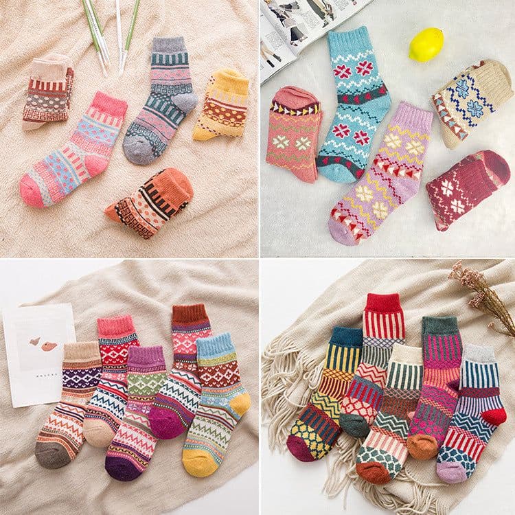 image-Camel Knitting Women's Wool Socks Thickened Warm Winter Mid-Calf