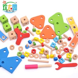 image-Wooden Nut Combination Building Blocks Toy for Kids 4-6 Years